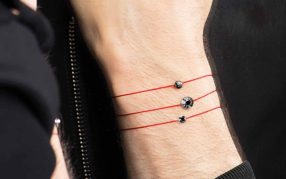 Redline Jewerly So Vip Kcolor String Bracelet For Men With 0 269ct Round Black Diamond In Yellow Gold Bezel Setting Redline