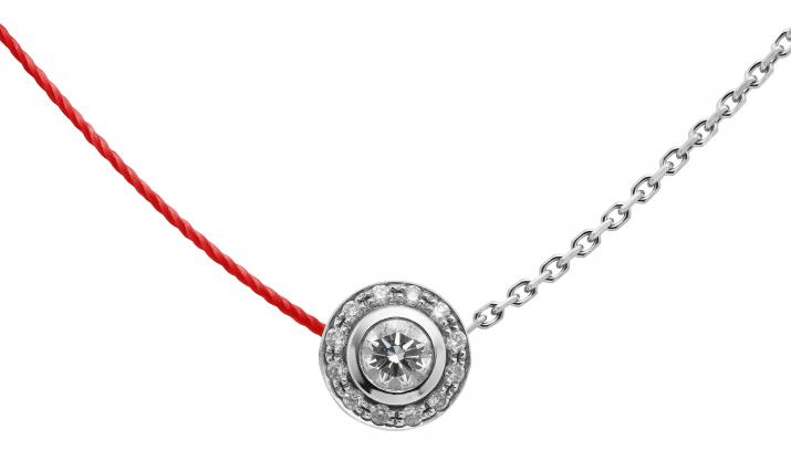 String-Chain Necklace with 0.26ct Round Diamond in White Gold Bezel Setting - Redline