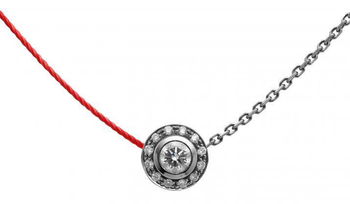 String-Chain Necklace with 0.26ct Round Diamond in Black Gold Bezel Setting - Redline