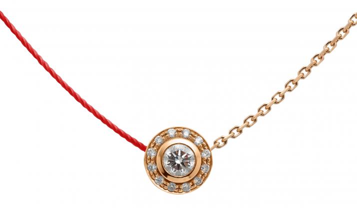 String-Chain Necklace with 0.26ct Round Diamond in Rose Gold Bezel Setting - Redline