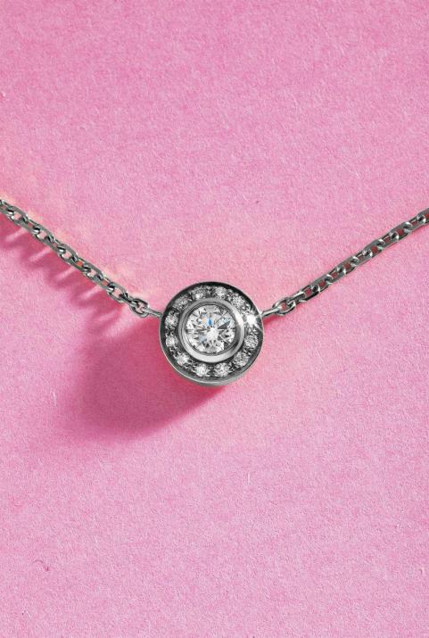 Chain Necklace For Women with 0.26ct Round Diamond in Black Gold Bezel Setting - Redline - 0++