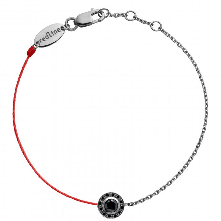 String-Chain Bracelet For Women with 0.26ct Round Black Diamond in Black Gold Bezel Setting - Redline