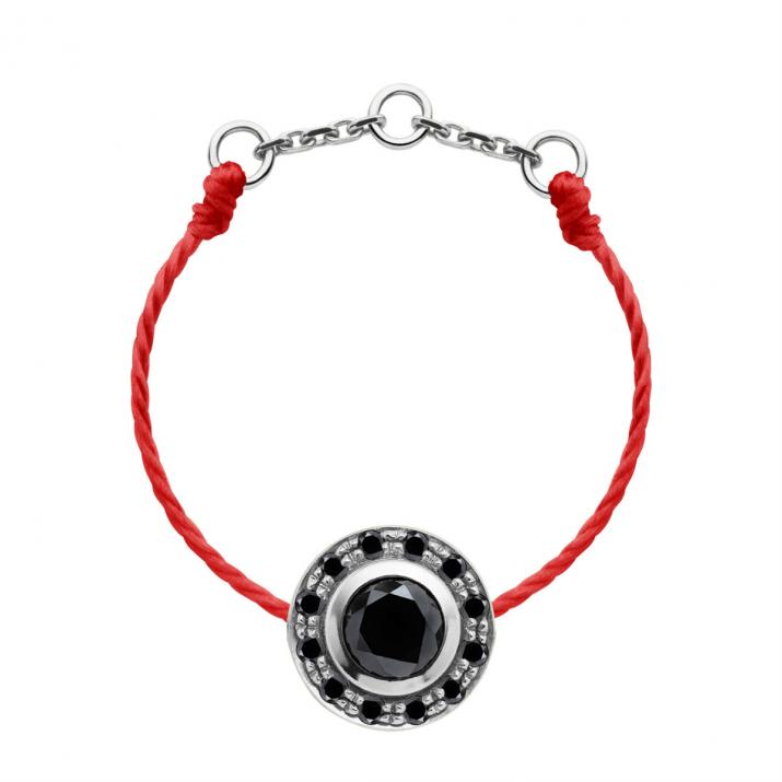 String Ring with 0.26ct Round Black Diamond in White Gold Bezel Setting - Redline