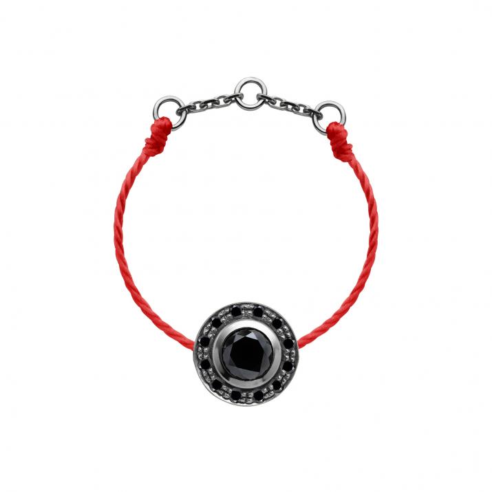 String Ring with 0.26ct Round Black Diamond in Black Gold Bezel Setting - Redline