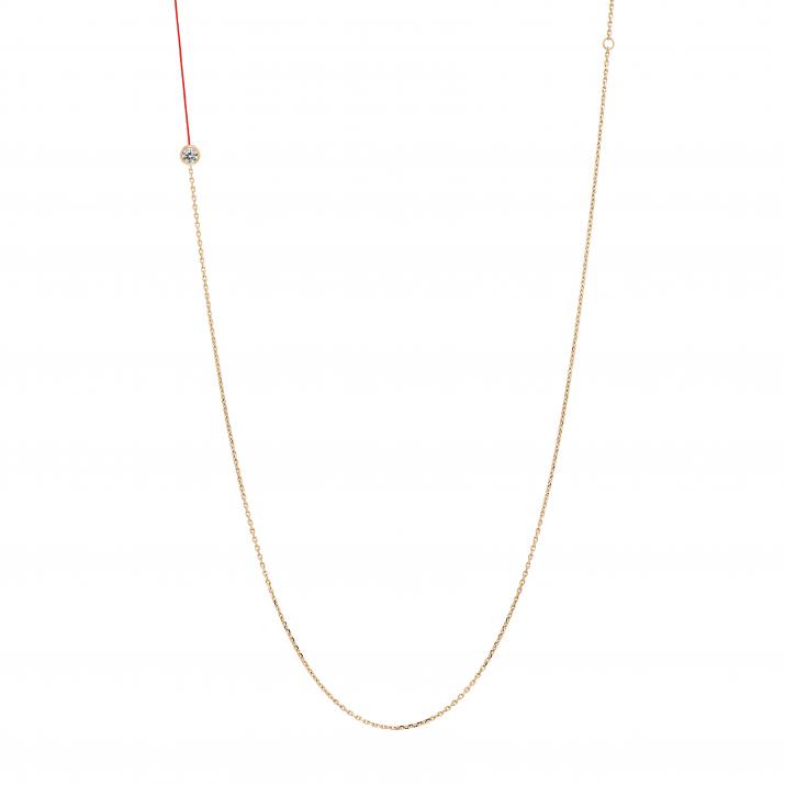 Long Necklace with 0.10ct Round Diamond in Rose Gold Bezel Setting - Redline