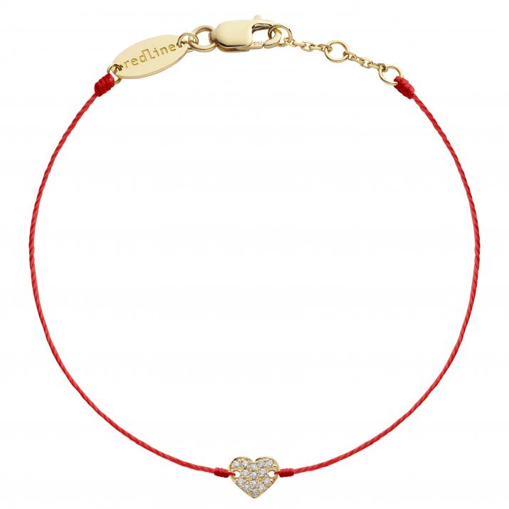 String Bracelet For Women with 0.07ct Round Diamond in Yellow Gold Pavé Setting - Redline