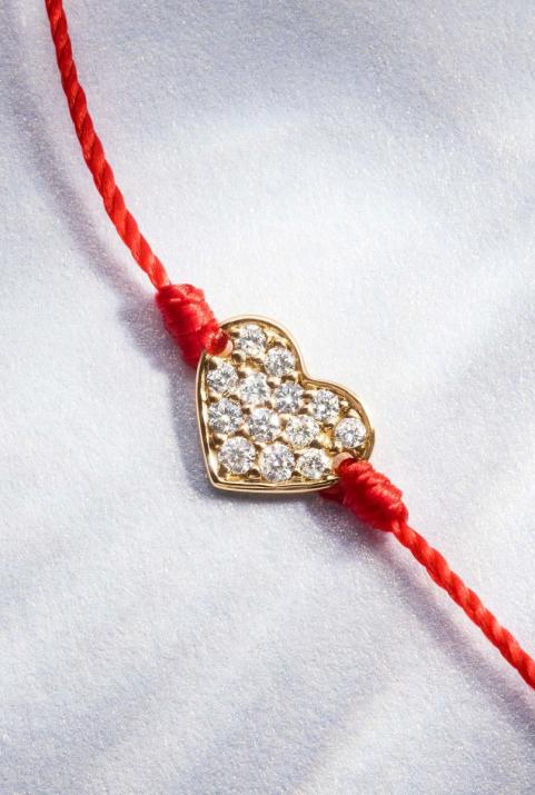 String Bracelet For Children with 0.07ct Round Diamond in Yellow Gold Pavé Setting - Redline - 0++