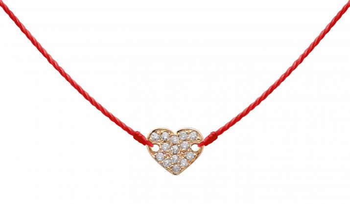String Necklace For Women with 0.07ct Round Diamond in Rose Gold Pavé Setting - Redline - 0++