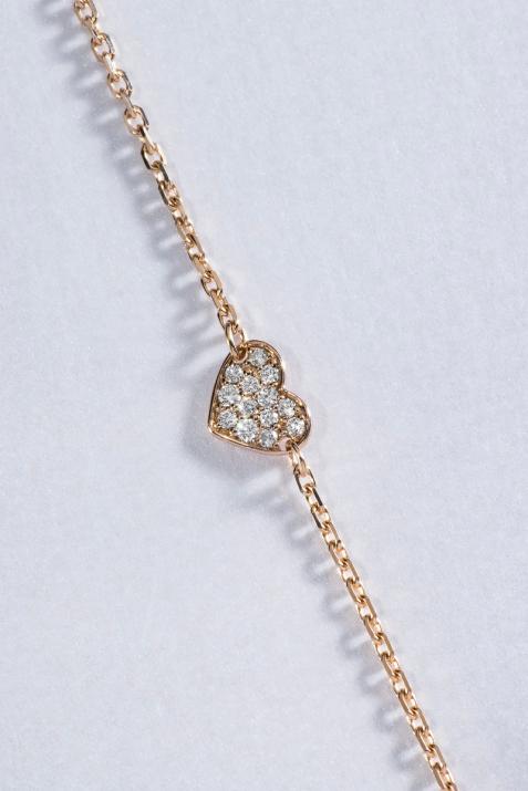 Chain Bracelet For Women with 0.07ct Round Diamond in Rose Gold Pavé Setting - Redline - 0++