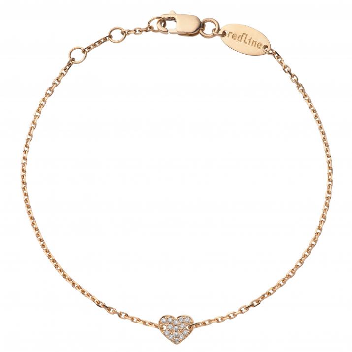 Chain Bracelet For Women with 0.07ct Round Diamond in Rose Gold Pavé Setting - Redline - 0++