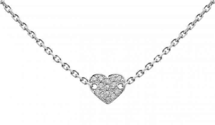 Chain Necklace For Women with 0.07ct Round Diamond in White Gold Pavé Setting - Redline