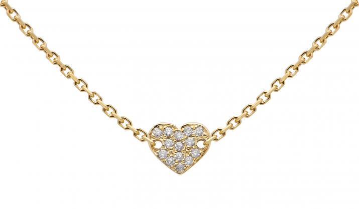 Chain Necklace For Women with 0.07ct Round Diamond in Yellow Gold Pavé Setting - Redline