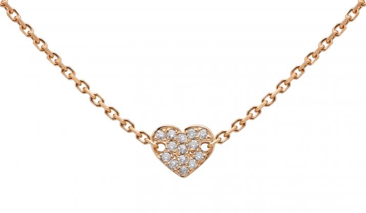 Chain Necklace For Women with 0.07ct Round Diamond in Rose Gold Pavé Setting - Redline