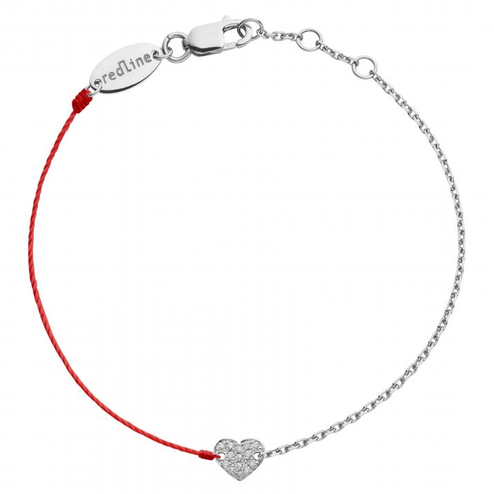 String-Chain Bracelet For Women with 0.07ct Round Diamond in White Gold Pavé Setting - Redline - 0++