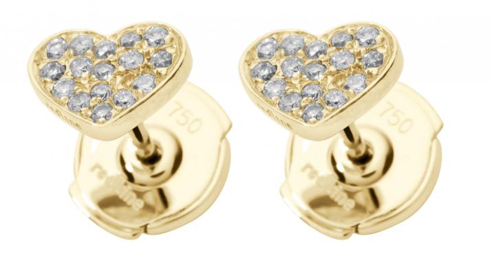 Earrings with 0.14ct Round Diamond in Yellow Gold Pavé Setting - Redline