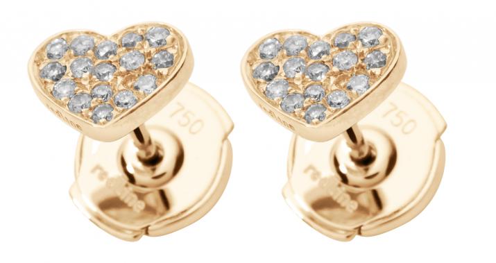 Diamond-paved heart earrings in rose gold - Redline