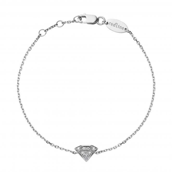 Chain Bracelet For Women with 0.05ct Round Diamond in White Gold Pavé Setting - Redline