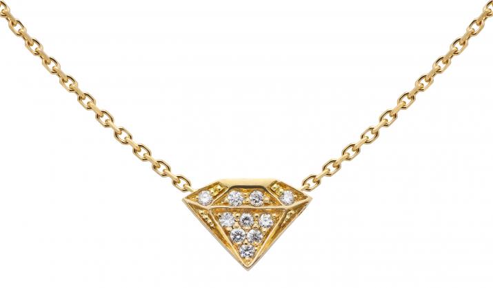 Chain Necklace For Women with 0.05ct Round Diamond in Yellow Gold Pavé Setting - Redline