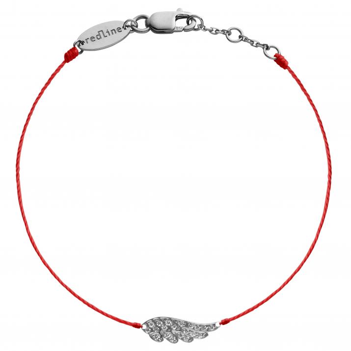 String Bracelet For Women with 0.10ct Round Diamond Wing in Black Gold Pavé Setting - Redline - 0++
