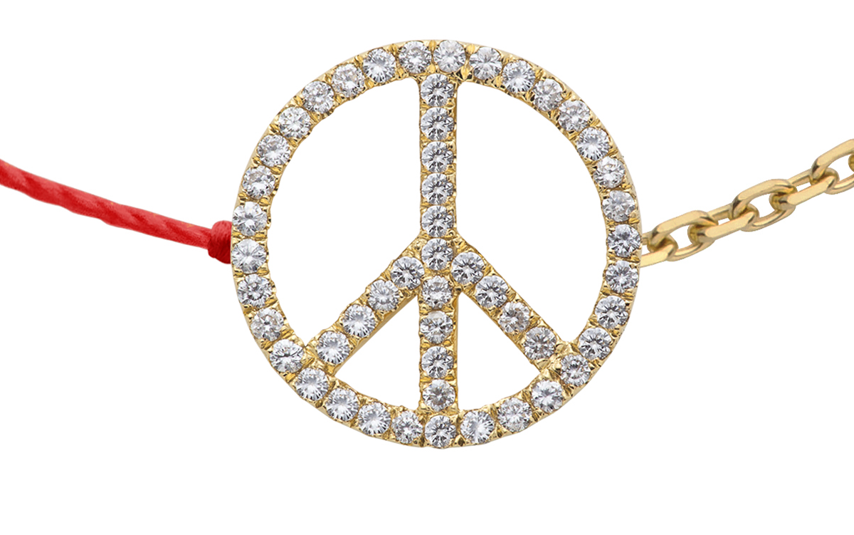 Diamond peace sign necklace top