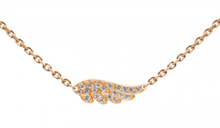 Rose gold chain necklace with diamond-paved wing - Redline