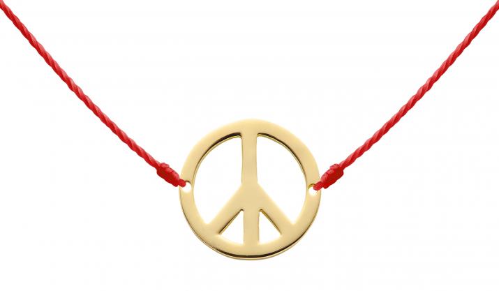Peace & love string necklace in yellow gold - Redline