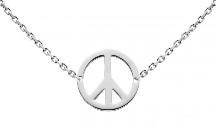 White gold chain necklace peace & love - Redline