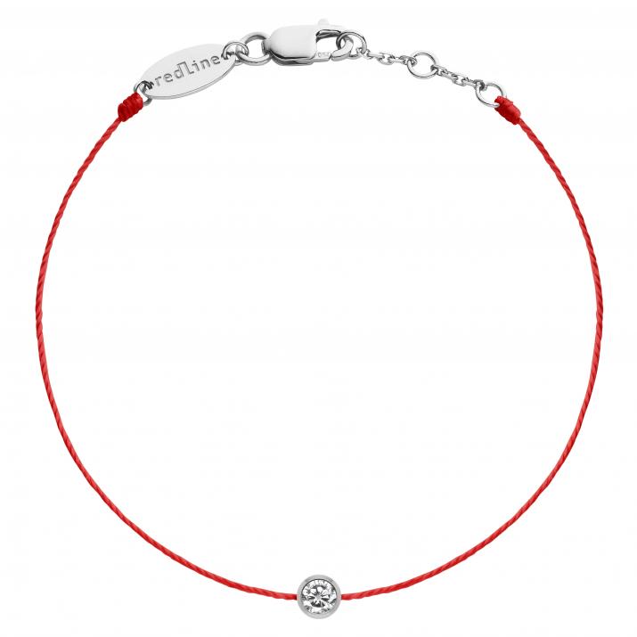 String Bracelet For Children with 0.05ct Round Diamond in White Gold Bezel Setting - Redline - 0++