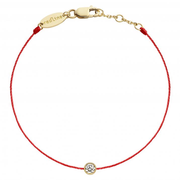 String Bracelet For Children with 0.05ct Round Diamond in Yellow Gold Bezel Setting - Redline - 0++