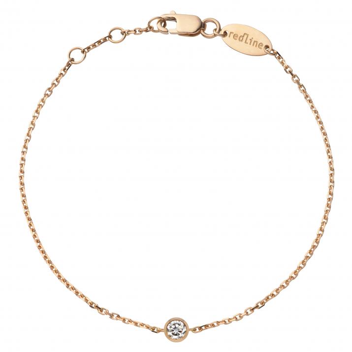 Chain bracelet with 0.05ct diamond in rose gold bezel setting - Redline - 0++