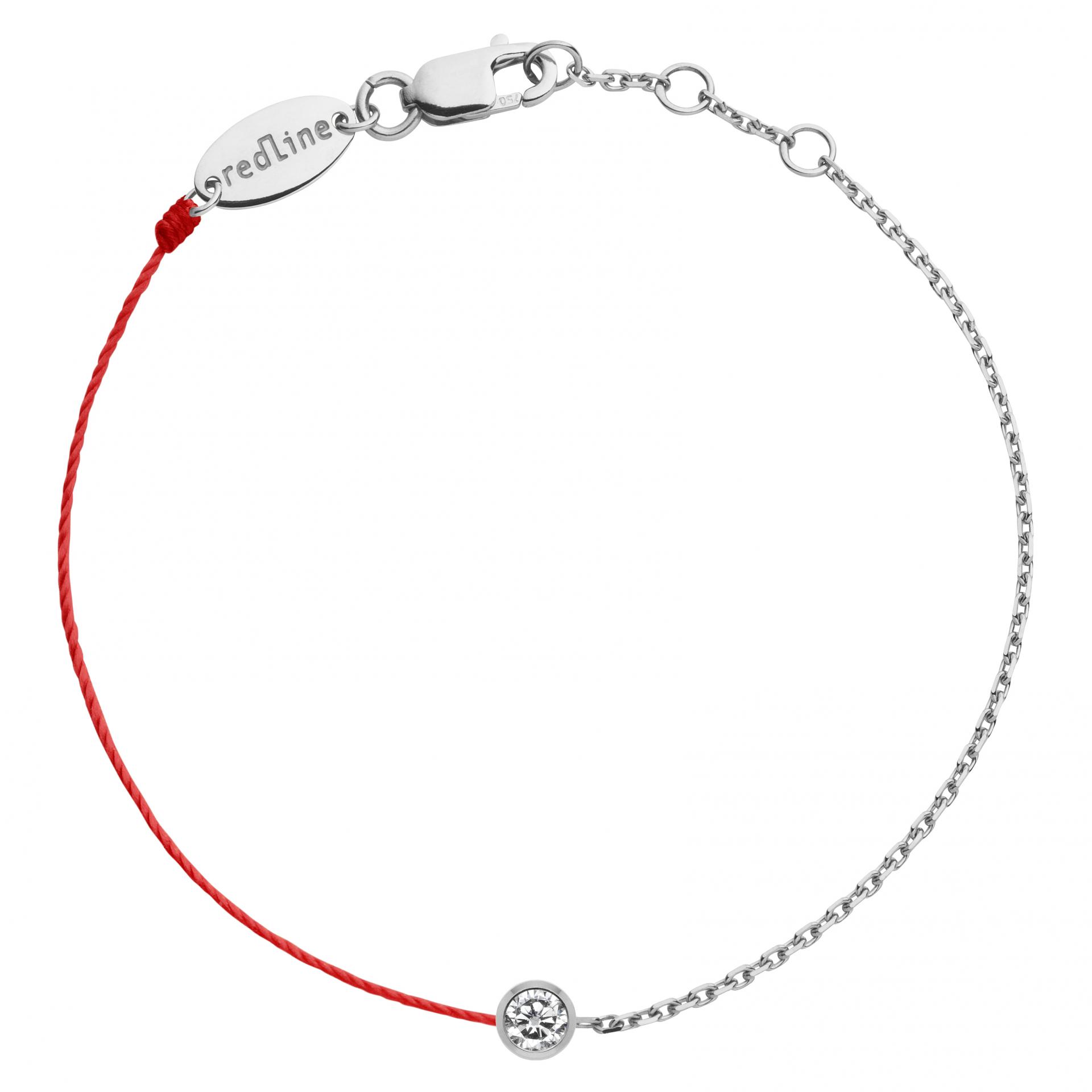 Redline Jewerly Bebe Pure String Bracelet For Children With 0 05ct Round Diamond In White Gold Bezel Setting Redline