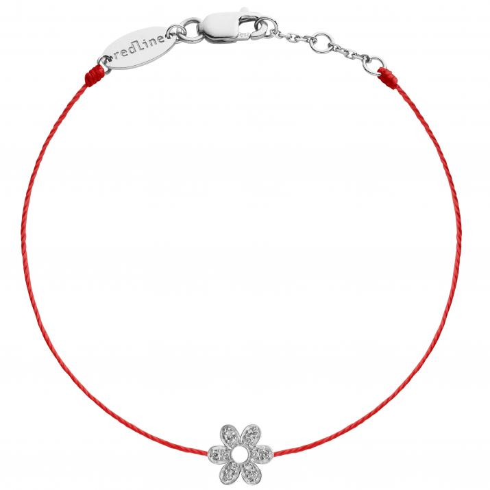 Diamond-paved flower string bracelet in white gold - Redline - 0++