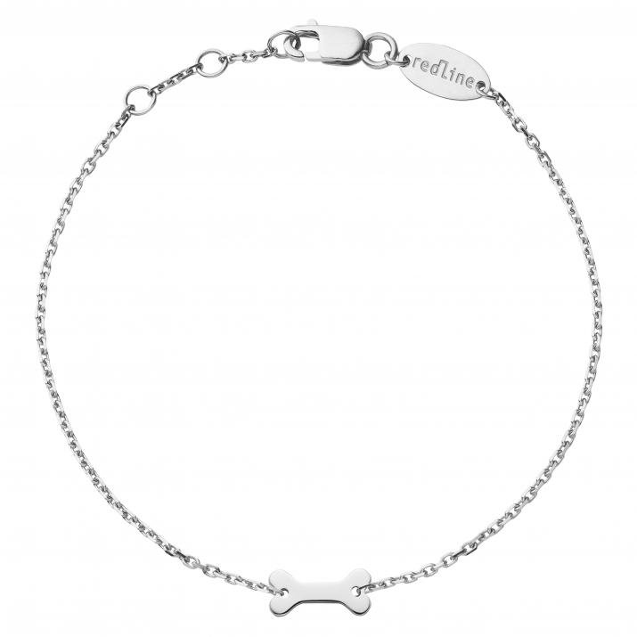 White gold chain bracelet with bone - Redline