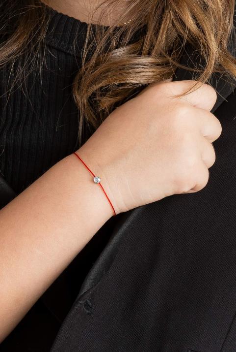 Bracelet enfant fil avec diamant 0.05 carats en serti clos or blanc - Redline - 0++