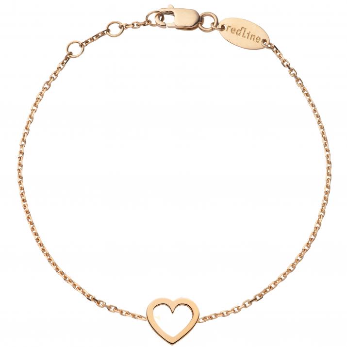 Rose gold chain bracelet with heart - Redline