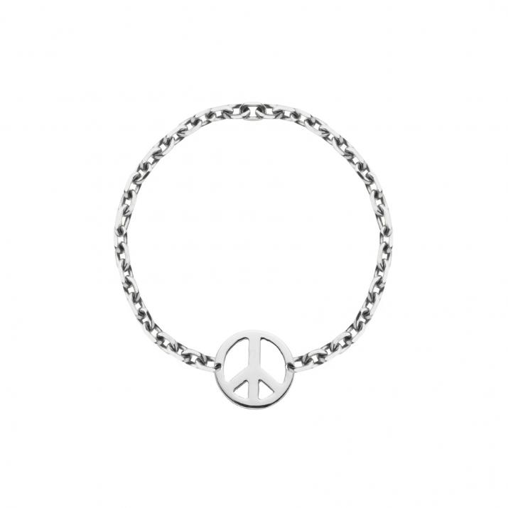 Mini Peace white gold chain ring - Redline