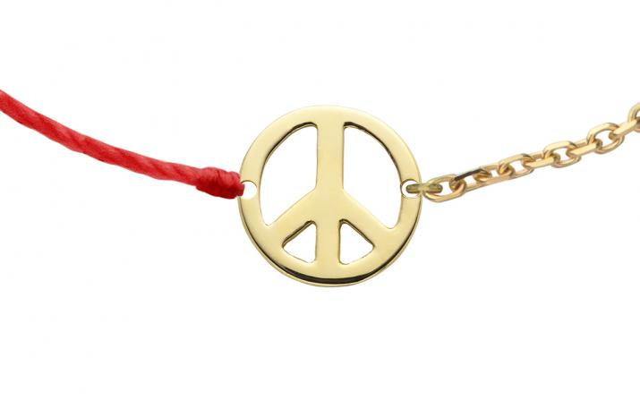 Mini Peace string and chain bracelet in yellow gold - Redline - 0++
