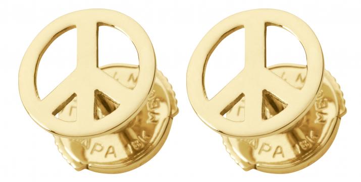 Mini Peace yellow gold earrings - Redline