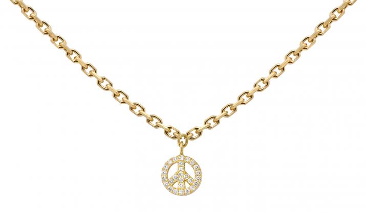 Chain Necklace Mini Peace Pendant Yellow Gold RedLine Jewelry - Redline