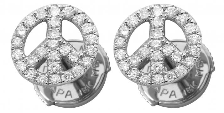 Earrings-Mini-Peace-Pave-White Gold - Redline