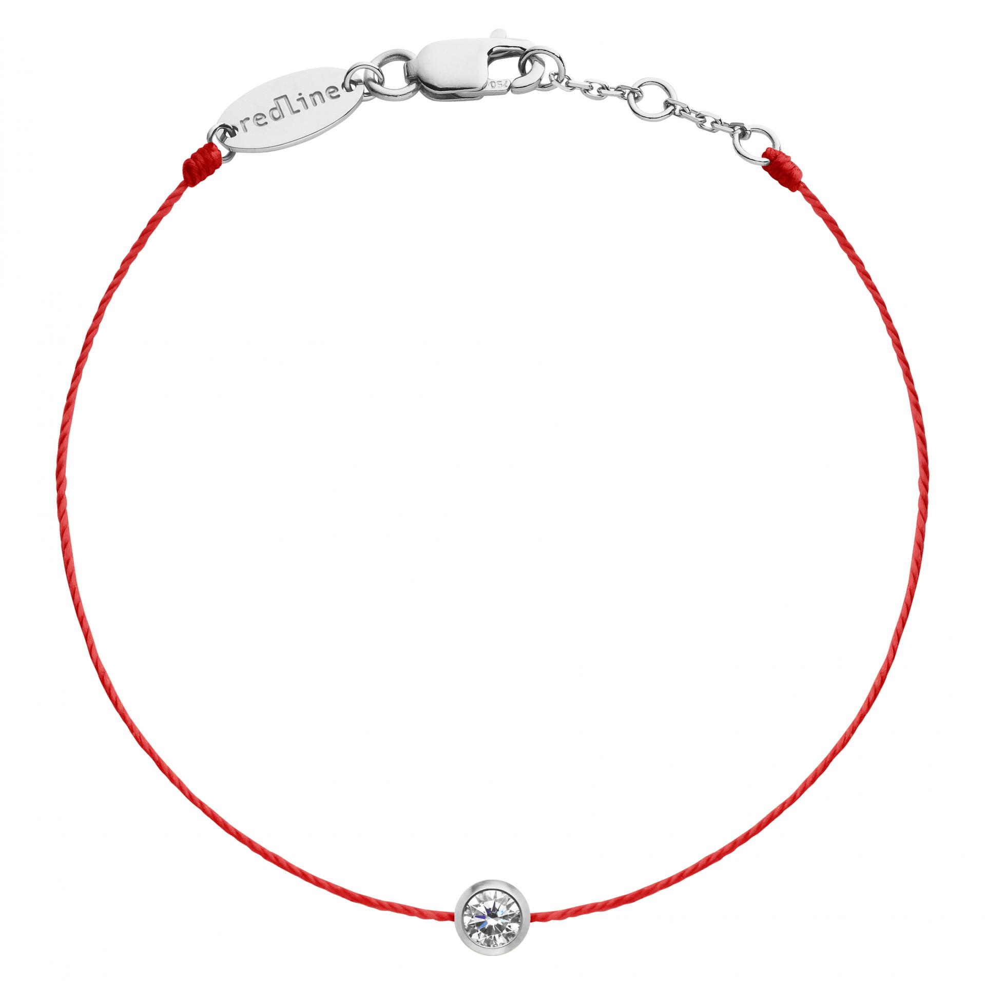Redline Jewerly  Pure  String Bracelet For Women with 010ct Round  Diamond in White Gold Bezel Setting  Redline