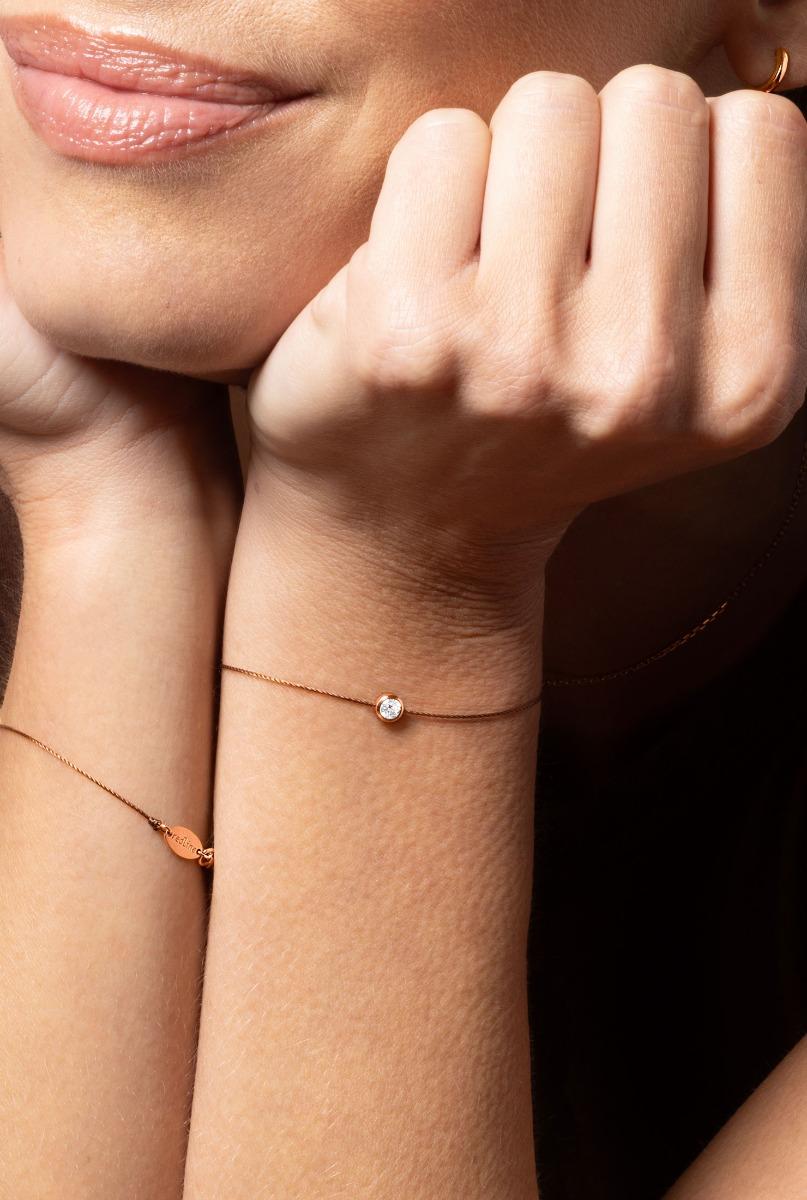redLine 1粒ダイヤモンド ゴールドブレスレット Redline Jewerly - Pure - String Bracelet For Women with 0.10ct