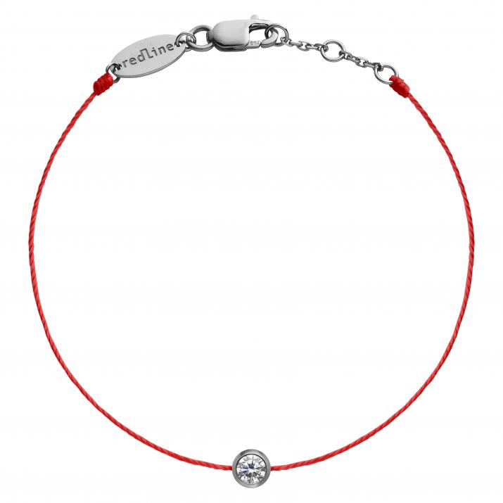 String Bracelet For Women with 0.10ct Round Diamond in Black Gold Bezel Setting - Redline - 0++
