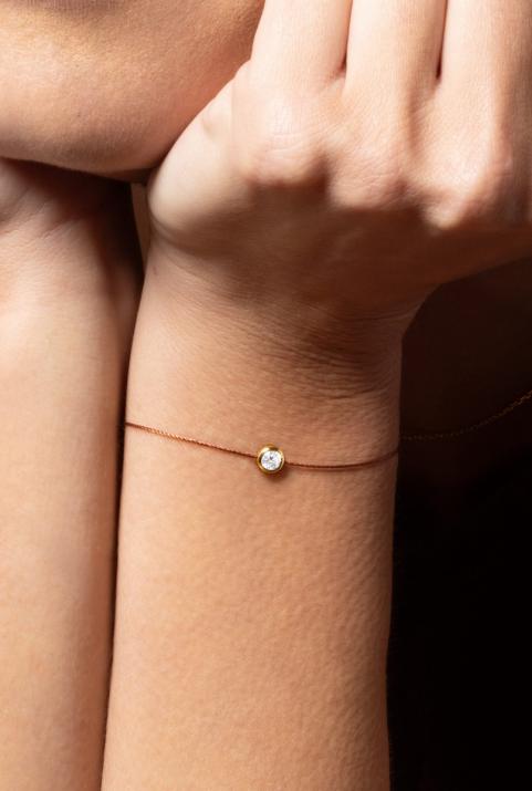 Bracelet fil avec diamant 0.20 carat serti clos or jaune - Redline - 0++