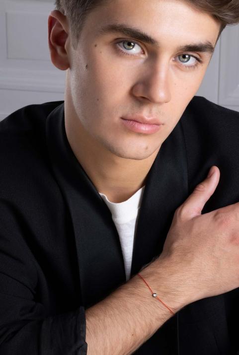 Bracelet homme fil avec diamant 0.10 carat en serti clos or noir - Redline - 0++