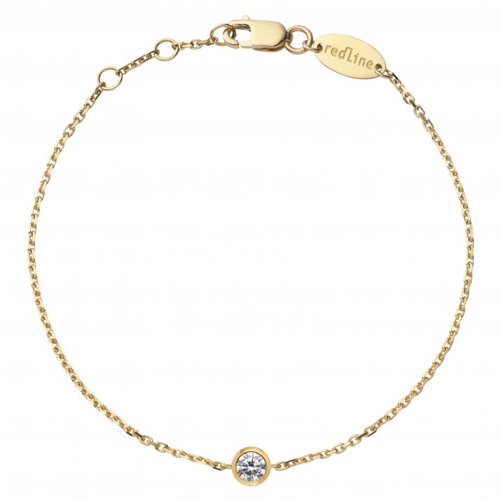 Chain bracelet with 0.1ct diamond in yellow gold bezel setting - Redline - 0++