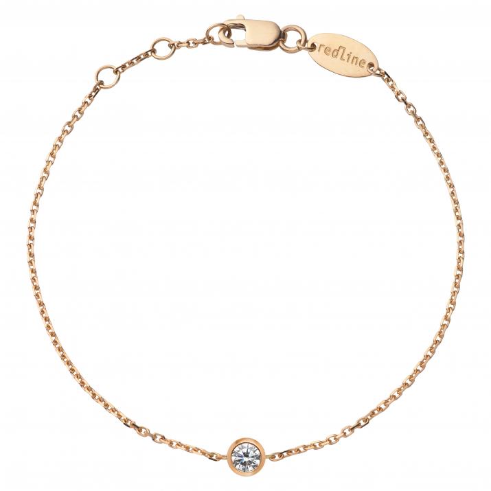 Chain bracelet with 0.1ct diamond in rose gold bezel setting - Redline