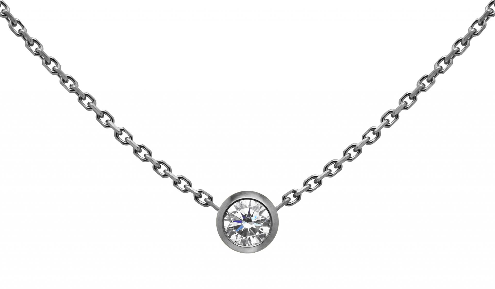 Redline Jewerly Pure Chain Necklace For Women with 0.10ct Round Diamond in Black Gold Bezel Setting Redline