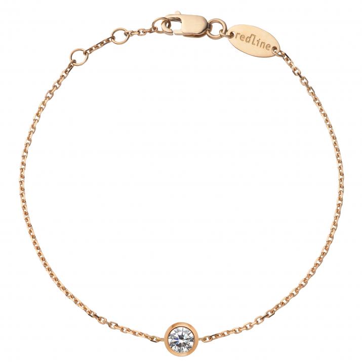 Chain bracelet with 0.2ct diamond in rose gold bezel setting - Redline - 0++
