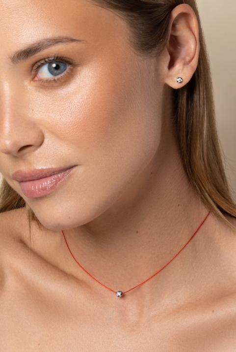 Collier fil avec diamant 0.20 carat serti clos or noir - Redline - 0++